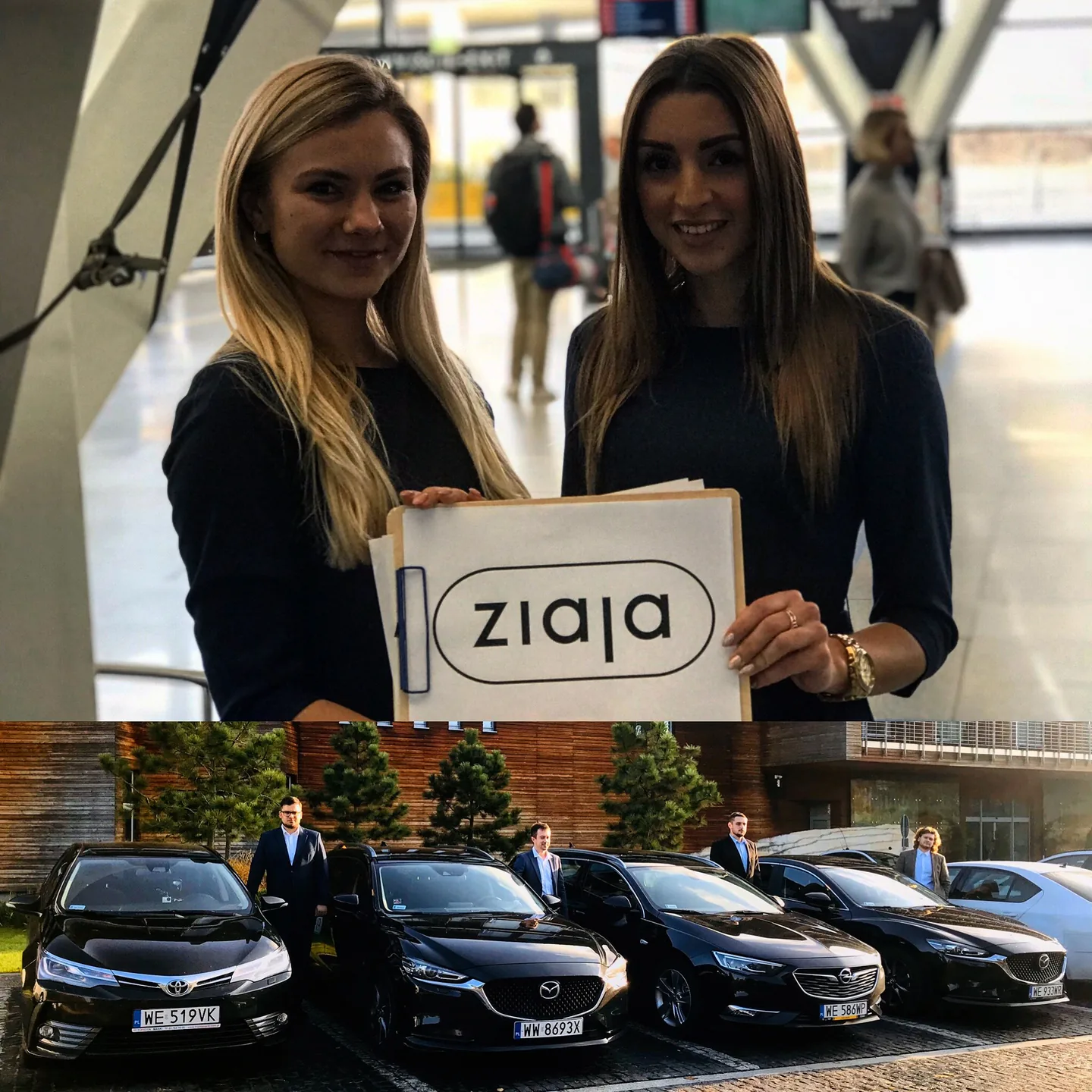 Dwie osoby ze strefy promocyjnej trzymają tabliczkę Ziaja